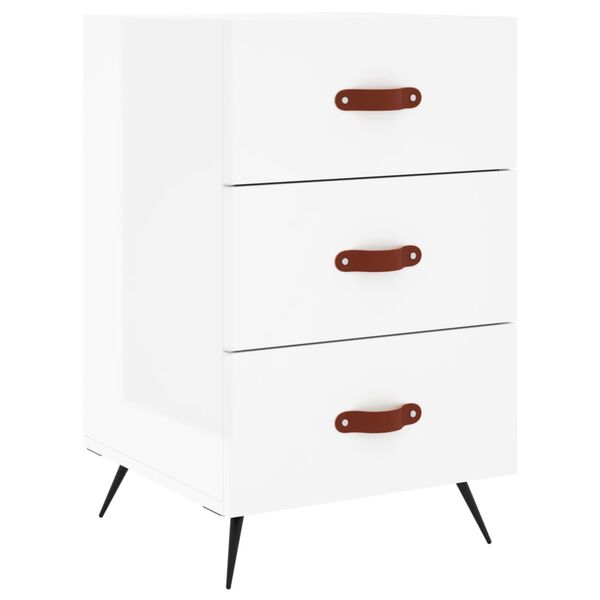 vidaXL Bedside Cabinet High Gloss White 40x40x66 cm Engineered Wood
