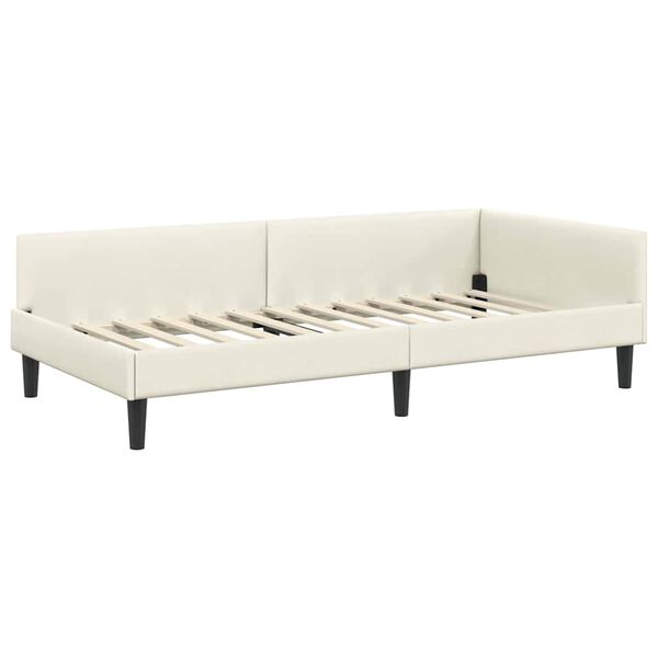 vidaXL Corner Bed Frame with Headboard Cream 100 cm x 200 cm Velvet