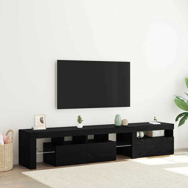 vidaXL TV Cabinet 2 pcs Black Oak 200 x 36.5 x 40 cm Engineered Wood