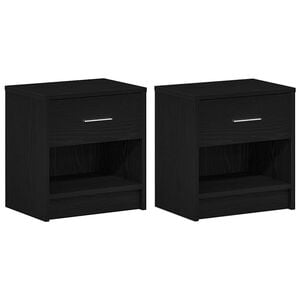 vidaXL Bedside Cabinets 2 pcs with Drawer Black 39x28x41 cm