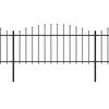 vidaXL Garden Fence with Spear Top Steel 537x75 cm Black