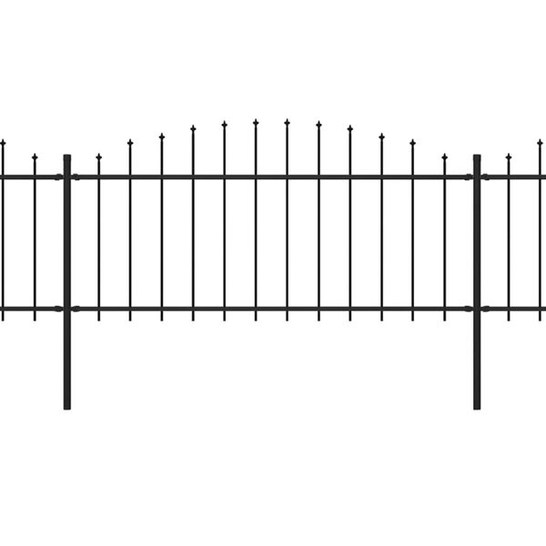 vidaXL Garden Fence with Spear Top Steel 537x75 cm Black