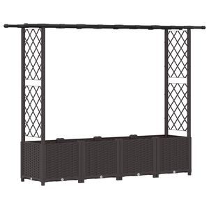 vidaXL Raised Bed with Trellis and Roof Brown 203 x 40 x 138 cm PP