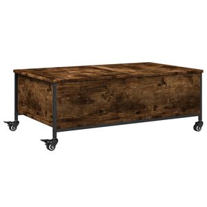 vidaXL Coffee Table with&nbsp;Wheels Smoked Oak 91x55x34 cm Engineered&nbsp;Wood