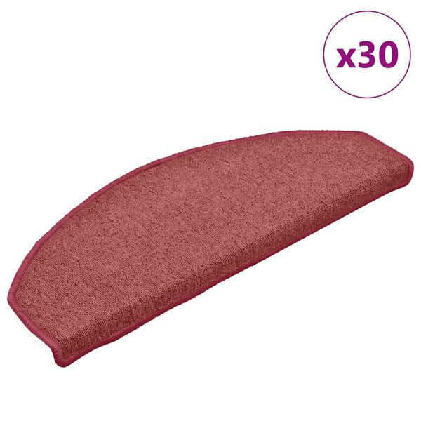 vidaXL Stair Mats 30 pcs 65x24x4 cm Bordeaux Half Round Large
