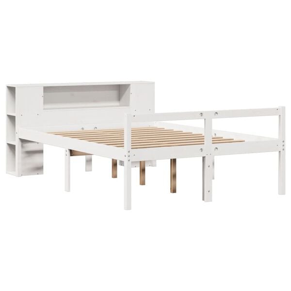 vidaXL Bookcase Bed without Mattress White 160x200 cm Solid Wood Pine