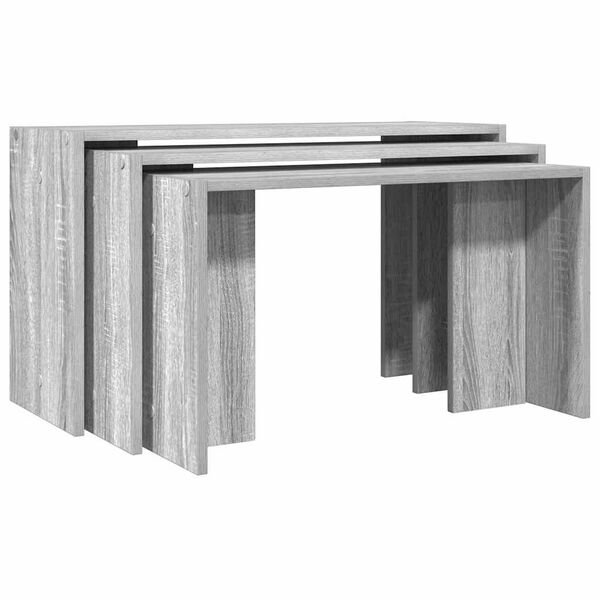 vidaXL Nesting Tables 3 pcs Grey Sonoma Engineered Wood