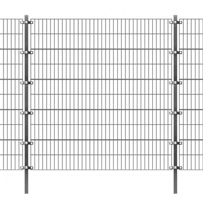 vidaXL Fence Panel with Posts Powder-coated Iron 6x2 m Anthracite
