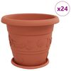 vidaXL Plant Pots 24 pcs Brick Red &Oslash; 39 x 32 cm Plastic