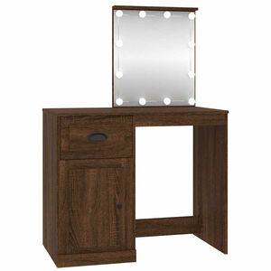 vidaXL Dressing Table with LED Brown Oak 90x50x132.5 cm Engineered Wood