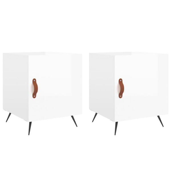 vidaXL Bedside Cabinets 2 pcs High Gloss White 40x40x50 cm Engineered Wood