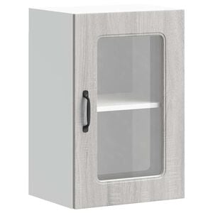 vidaXL Kitchen Wall Cabinet with Glass Door Kalmar Grey Sonoma Engineered Wood