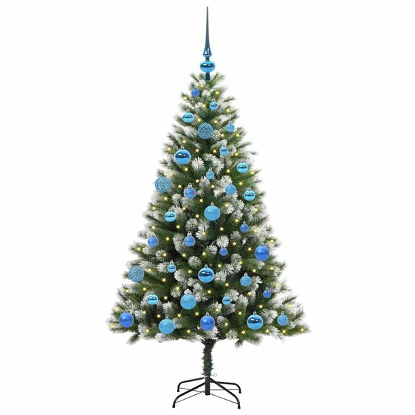 vidaXL Artificial Hinged Christmas Tree with Flocked Snow 150 cm