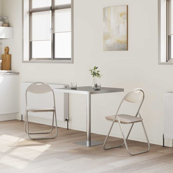 vidaXL Folding Chair 2 pcs Sand 48 x 43.5 x 81 cm Faux Leather