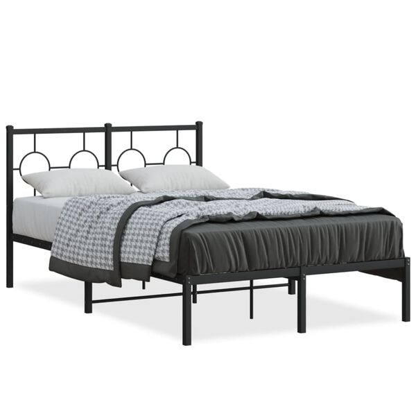 vidaXL Metal Bed Frame without Mattress with Headboard Black 120x200cm