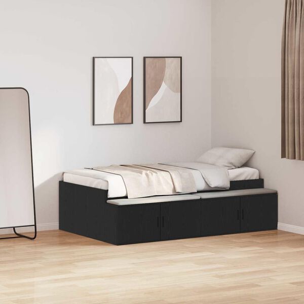 vidaXL Storage Bed Frame Black oak 100 x 200 cm Engineered wood