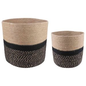 vidaXL Plant Pot Set 2 pcs Natural and Black &Oslash; 28 x 28 cm