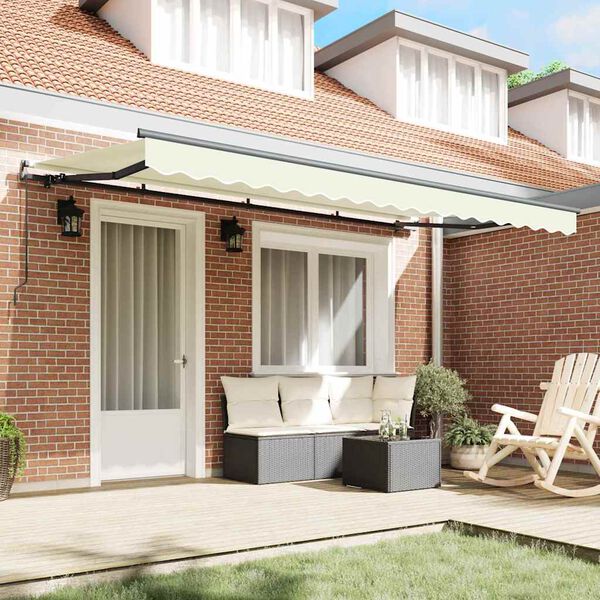 vidaXL Retractable Awning Manual Cream 350 x 200 cm Fabric