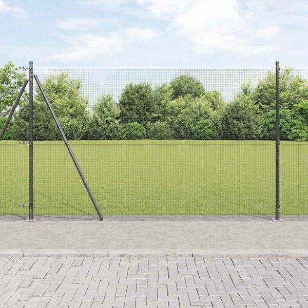 vidaXL Fence Post Grey 10 x 1.6 m (16 x 16 mm mesh) Steel and PVC