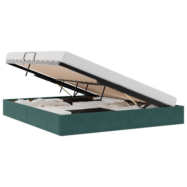 vidaXL Storage Bed with Mattress Dark Green 180 x 200 cm Velvet