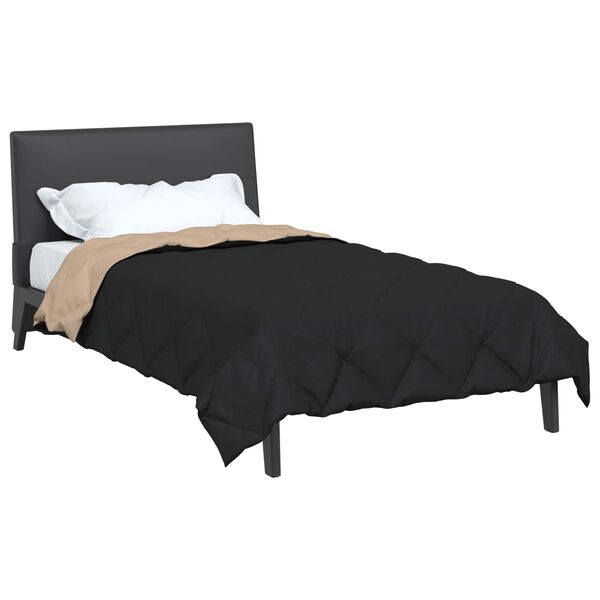 vidaXL Summer Duvet Black and Taupe 200 x 140 cm Microfiber