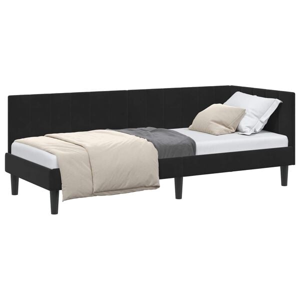 vidaXL Corner Bed Frame with Headboard Black 80 cm x 200 cm Velvet