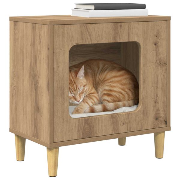vidaXL Cat House Artisian Oak 51 x 30 x 52 cm Engineered Wood