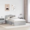 vidaXL Bed Frame Grey Sonoma 120 x 200 cm Solid Pine Wood