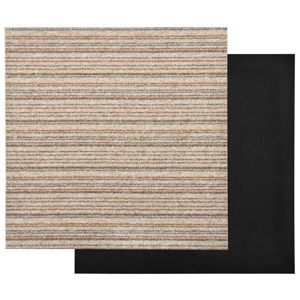 vidaXL Carpet Floor Tiles 20 pcs 5 m² 50x50 cm Striped Beige