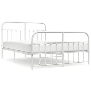 vidaXL Metal Bed Frame without Mattress with Footboard White 140x200cm