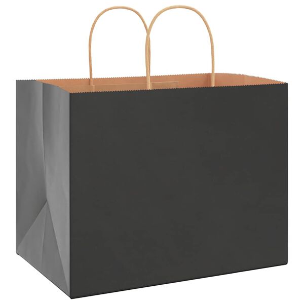 vidaXL Paper Bags 250 pcs with Handles Black 32x22x24 cm