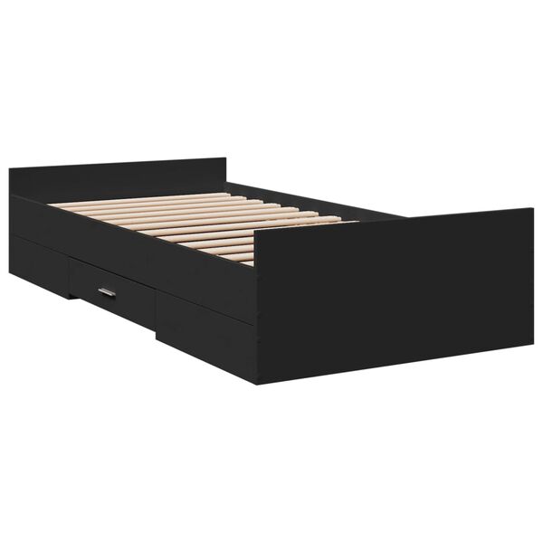 vidaXL Bed Frame with Drawers without Mattress Black 100x200 cm