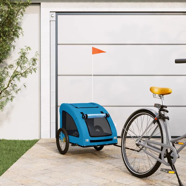 vidaXL Pet Bike Trailer Blue Oxford Fabric and Iron