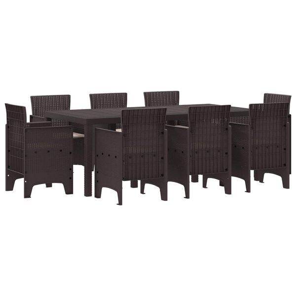 vidaXL Garden Dining Set 9 pcs Brown Polypropylene