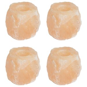 vidaXL Salt Stone Tealight Holders 4 pcs Pink Rock Salt