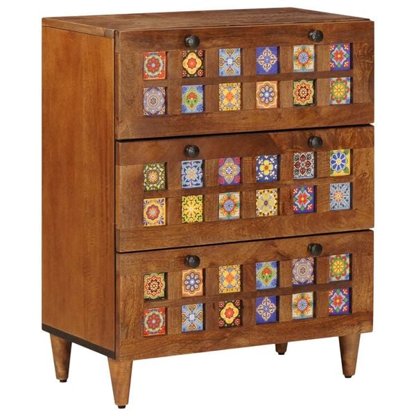 vidaXL Sideboard 3 pcs Walnut Solid Mango Wood