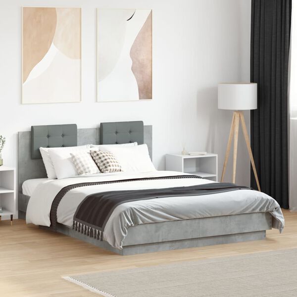 vidaXL Bed Frame without Mattress Concrete Grey 135x190 cm Double
