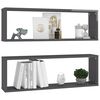 vidaXL Wall Cube Shelf 2 pcs High Gloss Grey 80x15x26.5 cm Engineered Wood
