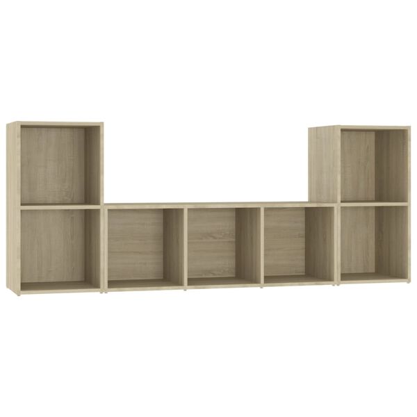 vidaXL 3 Piece TV Cabinet Set Sonoma Oak Engineered Wood
