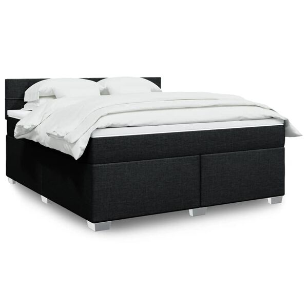 vidaXL Box Spring Bed with Mattress Black 180x200 cm Fabric