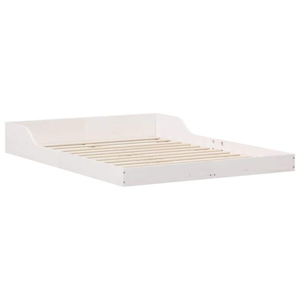 vidaXL Bed Frame White 120 x 190 cm Solid Pine Wood