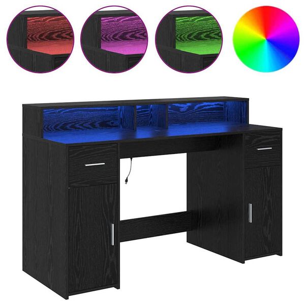 vidaXL Desk with Drawer Black oak 140 x 55 x 91 cm Engineered wood