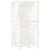vidaXL Room Divider 3 Panels White Solid Wood Paulownia