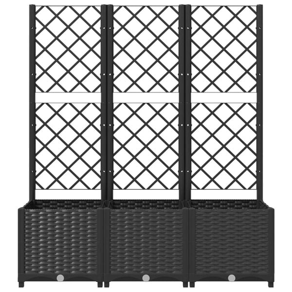 vidaXL Garden Planter with Trellis Black 120x40x136 cm PP