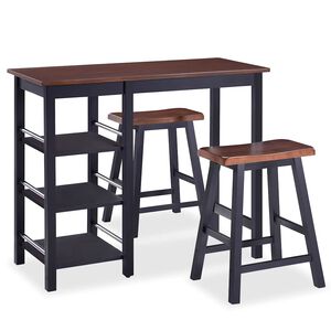 vidaXL Bar Set | Black and brown | MDF, Rubberwood | Standard | Bar Set