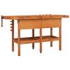 vidaXL Workbench with Drawers and Vices 162x62x83 cm Solid Wood Acacia