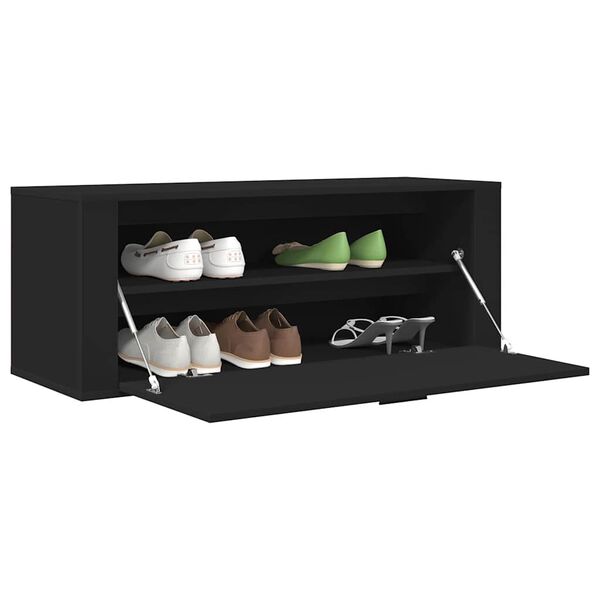 vidaXL Wall Shoe Cabinet Black 100x35x38 cm Engineered Wood
