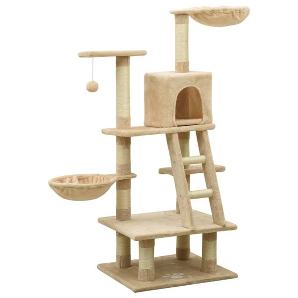 vidaXL Cat Tree with Sisal Scratching Posts Beige 122 cm