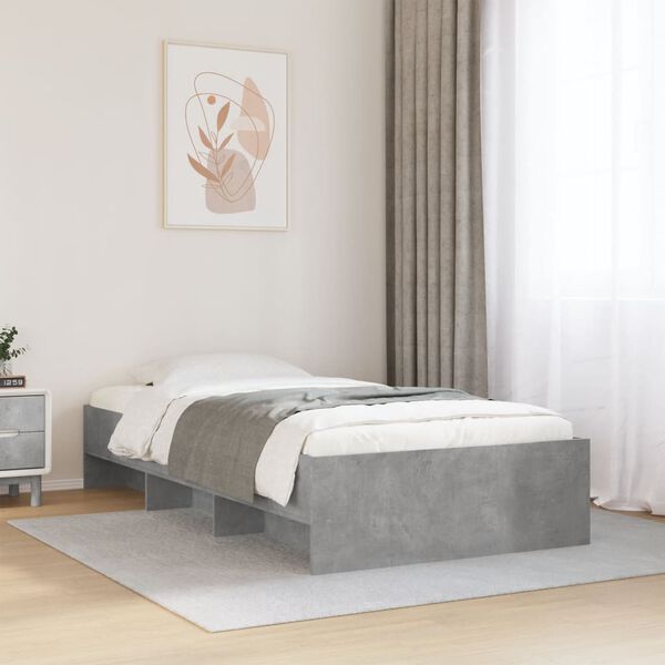 vidaXL Bed Frame without Mattress Concrete Grey 75x190cm Engineered Wood