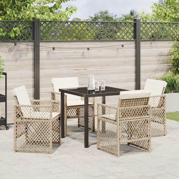 vidaXL Garden Dining Set 5 pcs Beige Poly Rattan